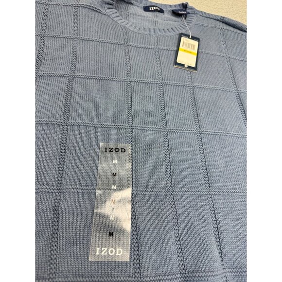 Izod Mens Med Dusty Blue Light Sweater Preppy Casual 90s Cotton NWT - Picture 2 of 12